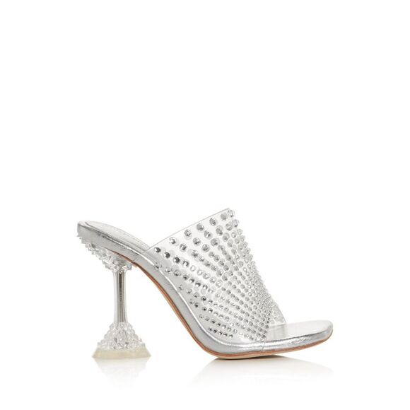 NWT JEFFEREY CAMPBELL Womens Silver Derella Slip On Heeled Mules Shoes 6 - Picture 3 of 5